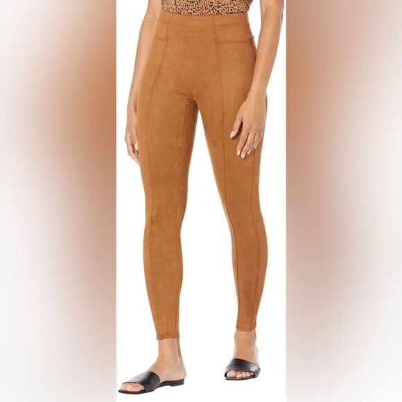 Spanx Faux Suede Leggings Rich Caramel Stretch High Rise. NWT. Large - Picture 13 of 14